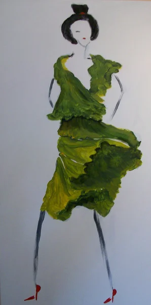 Modell im Salatkleid
